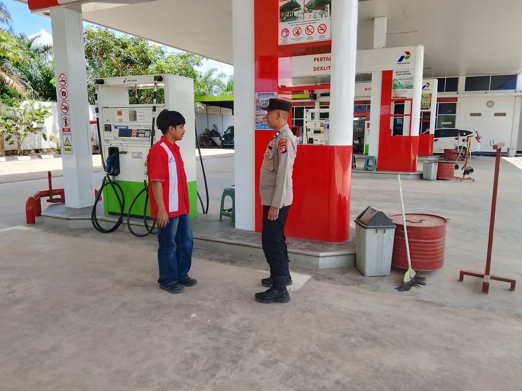 Cegah Gangguan Kamtibmas, Piket Polsek Bulik Patroli ke SPBU Nanga Bulik